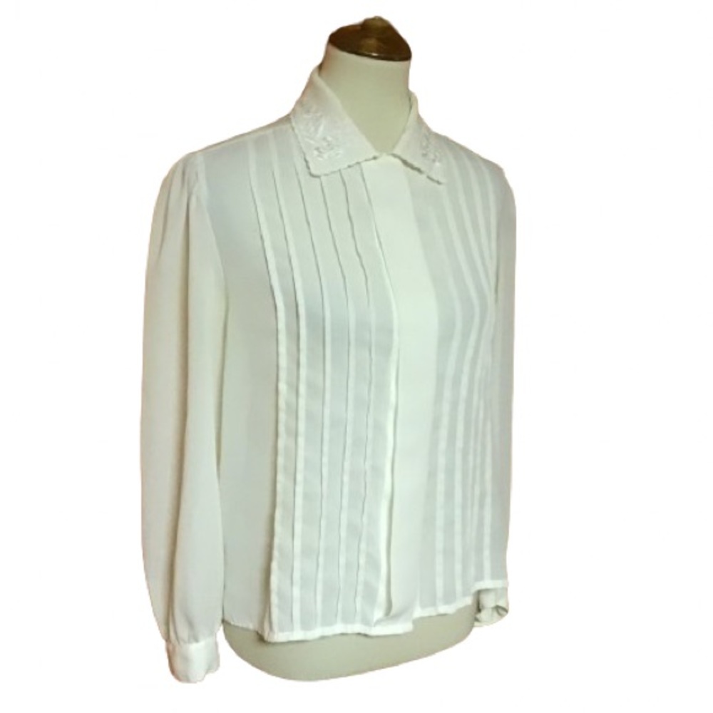 Vintage 80s dressy white blouse